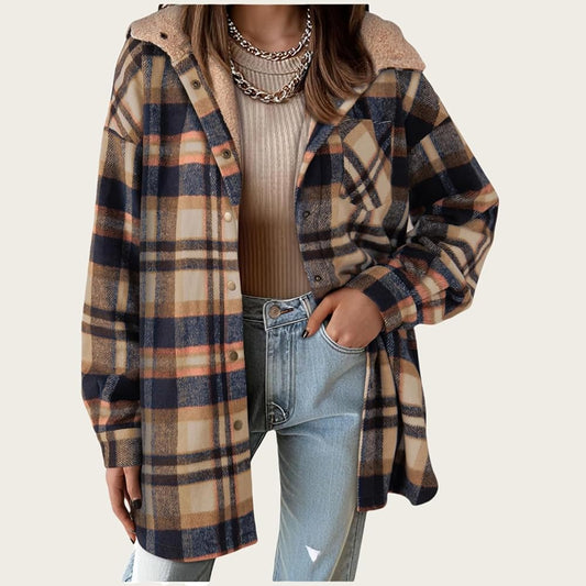 Sandeluxe Plaid Flannel Coat