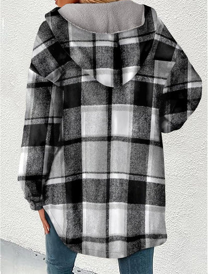 Sandeluxe Plaid Flannel Coat