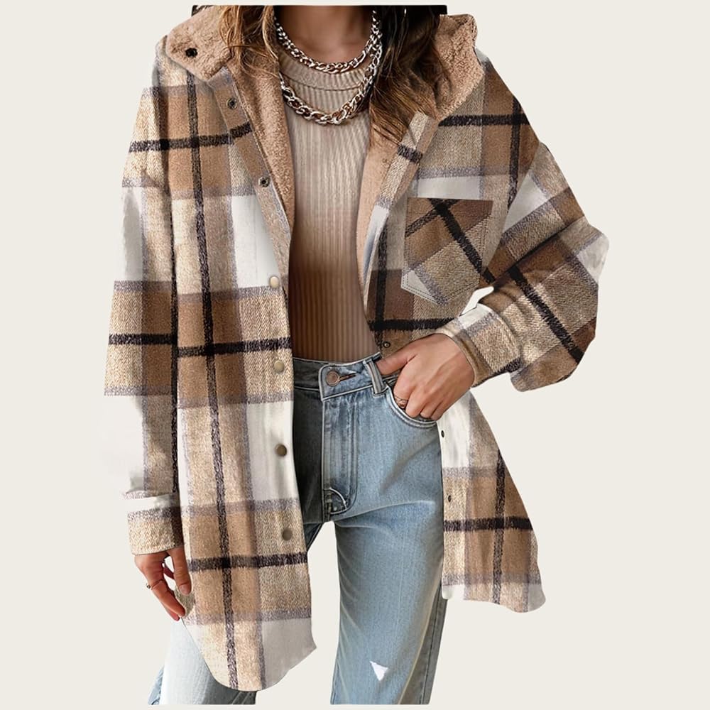 Sandeluxe Plaid Flannel Coat