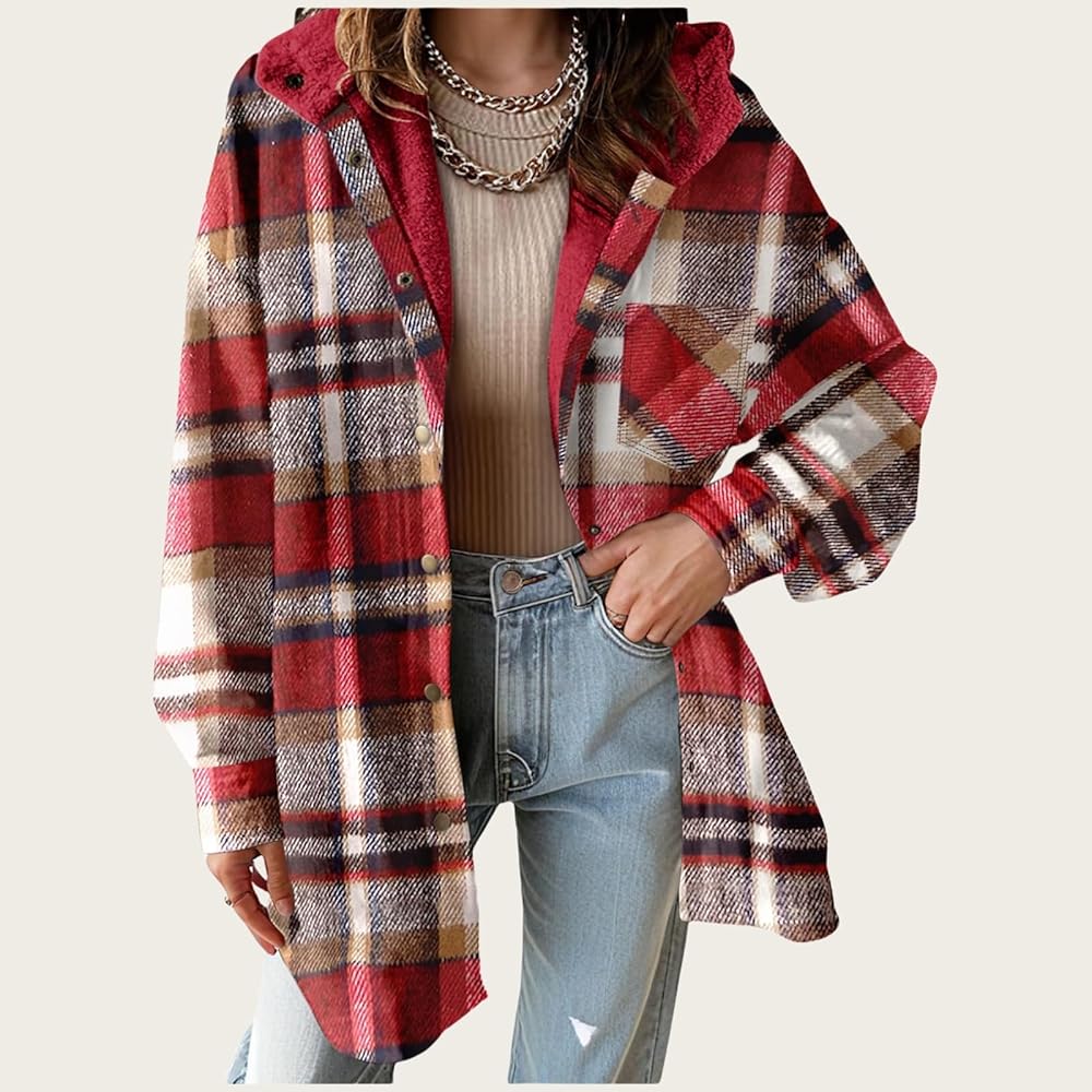 Sandeluxe Plaid Flannel Coat