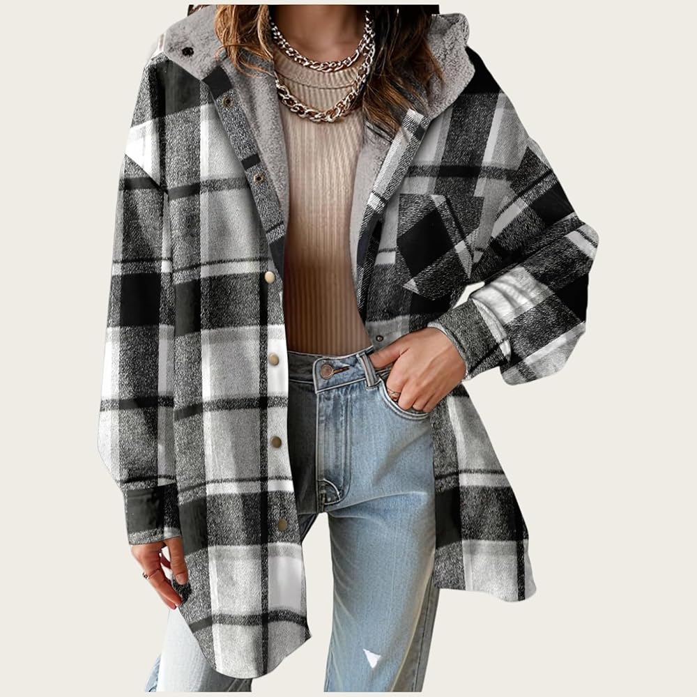 Sandeluxe Plaid Flannel Coat