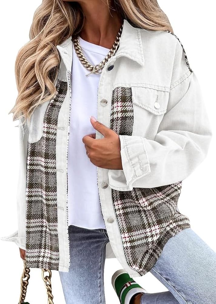 Sandeluxe Plaid Denim Jacket