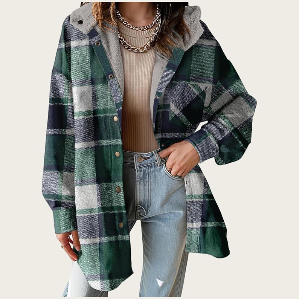 Sandeluxe Plaid Flannel Coat