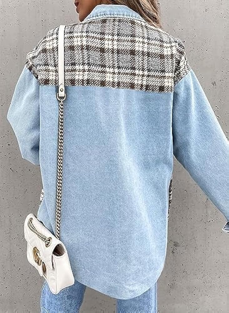 Sandeluxe Plaid Denim Jacket