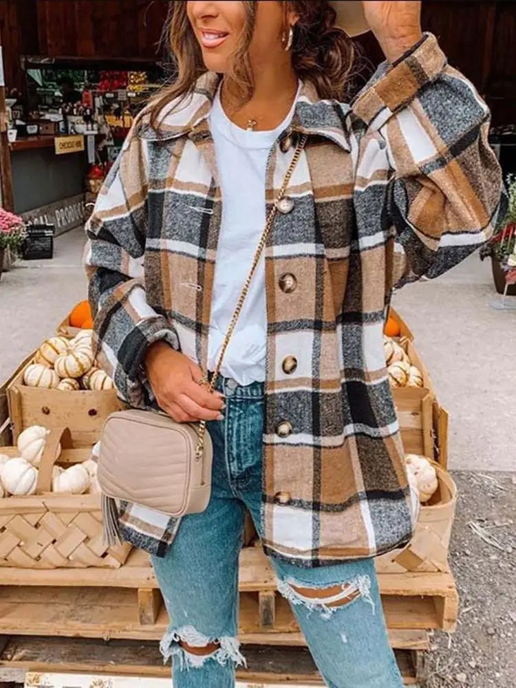 Sandeluxe Plaid Coat