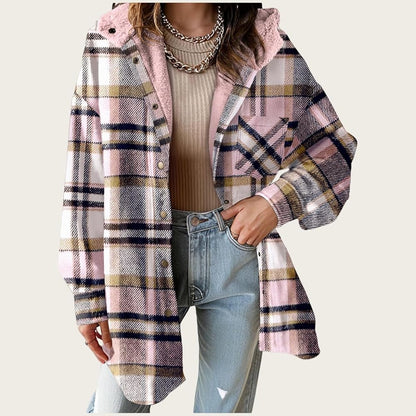 Sandeluxe Plaid Flannel Coat