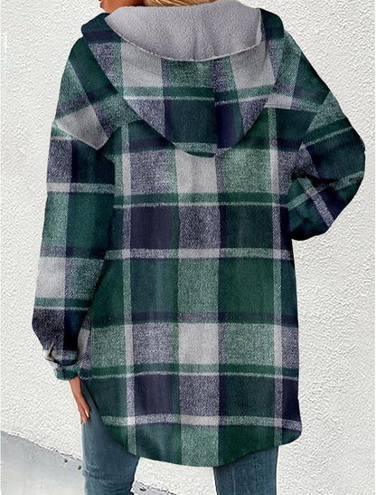 Sandeluxe Plaid Flannel Coat